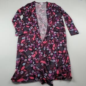 Lularoe Sarah Long Sleeve Cardigan Sweater Cover Floral Pockets Women's Small